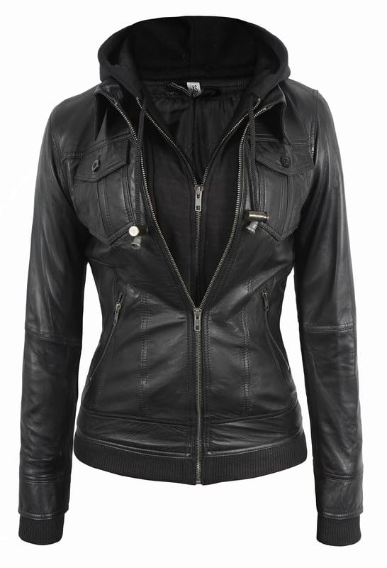LP-FACON Real Lambksin Leather Bomber Jacket Women With